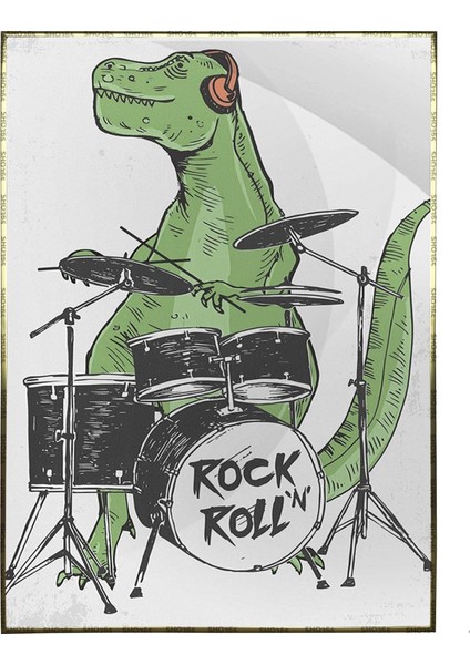 Dinozor Rock Yıldızı Illüstrasyon Poster P-004605