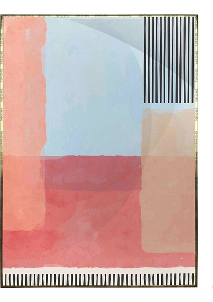 Fırça Darbeleri ve Şekiller Pastel Renkler Modern Poster P-004432