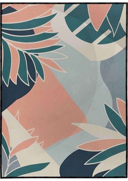 Yapraklar ve Şekiller Pastel Renkler Modern Poster P-004445