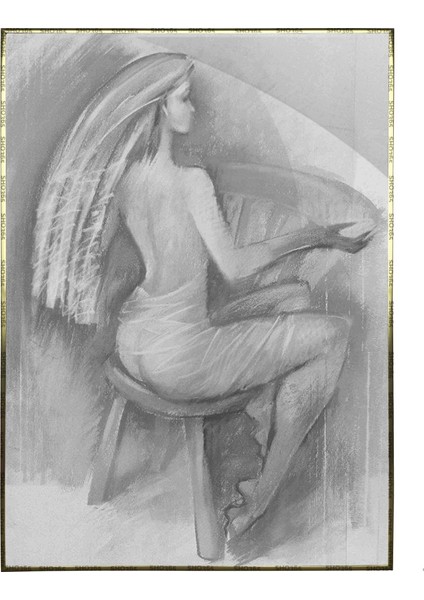 Kadın Model Kara Kalem Sanatsal Poster P-004533