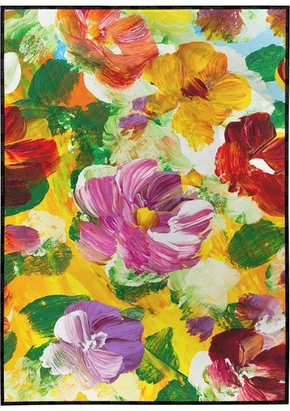 Renkli Çiçekler Yağlı Boya Görünümlü -Modern Art Canvas -Stical - Poster P-000064