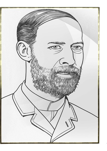 Heinrich Rudolf Hertz Çizim Ünlü Alman Fizikçi Poster P-000209