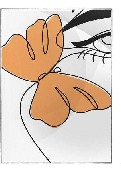 Yarım Kadın Yüzü Turuncu Kelebek Güzellik Moda Illüstrasyon Poster P-000377