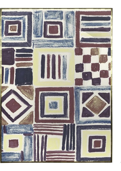 Geometrik Şekiller Teknik Yağlı Boya Görünümlü Illüstrasyon Poster P-004498