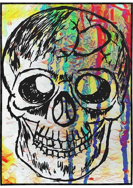 Kuru Kafa Iskelet Karışık Renkler Illüstrasyon Poster P-000033