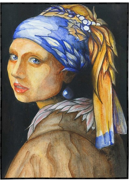 Johannes Vermeer Inci Küpeli Kız Reprodüksiyon Illüstrasyon Poster P-000356