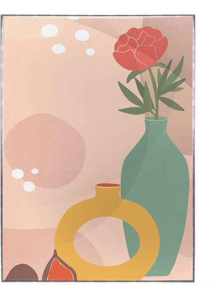 Vazoda Gül ve Şekiller Pastel Renkler Modern Poster P-000460