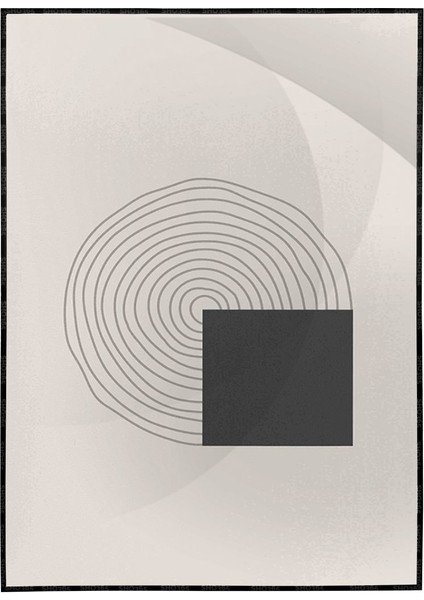 Güneş Ay ve Şekiller Krem Gri Renkler Modern Poster P-002143