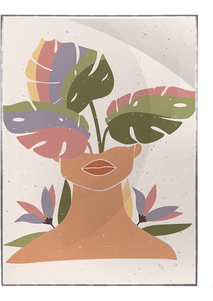 Yapraklar ve Kadın Pastel Renkler Modern Poster P-001777