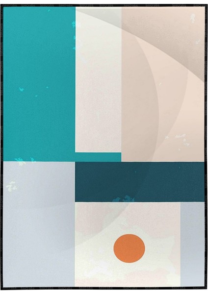 Şekiller Mavi Krem Turuncu Renkler Modern Poster P-002443