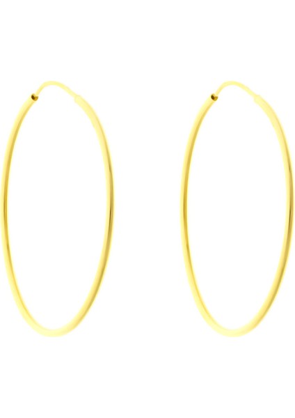 Kadın 14 Ayar Altın 3.5cm Büyük Boy Halka KÜPE-MMKP1380