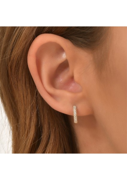 Kadın 14 Ayar Altın Küpe Minimalist Zirkon Taşlı Modern Halka Altın Küpe 12 MM-MM20033 fiyatları