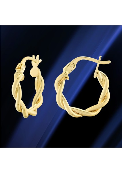 Kadın 14 Ayar Altın Küpe Minimalist Burgu Modern Halka Altın Küpe 15 MM-MM20092 fırsatları