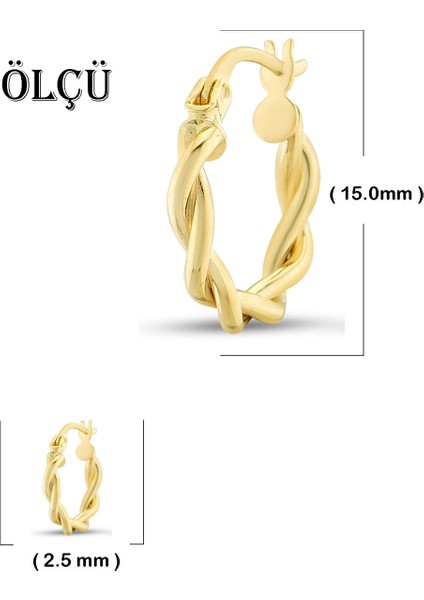 Kadın 14 Ayar Altın Küpe Minimalist Burgu Modern Halka Altın Küpe 15 MM-MM20092 modelleri