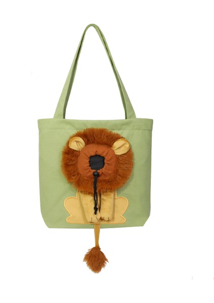 Aslan Şeklinde Kanvas Outdoor Pet Omuz Çantası - Yeşil (Yurt Dışından)