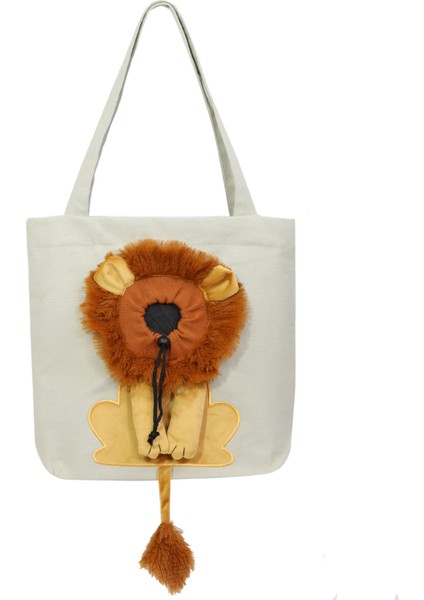 Aslan Şeklinde Kanvas Outdoor Pet Omuz Çantası - Açık Gri (Yurt Dışından)