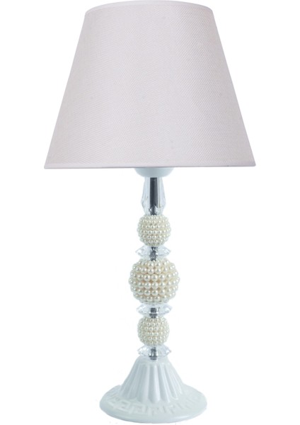 Modern Incili Ayak Kumaş Krem Abajur