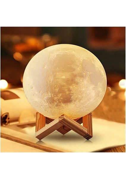 3D Ay Lamba Gece Lambası Moonlıght 12 cm *stand Hediyeli*