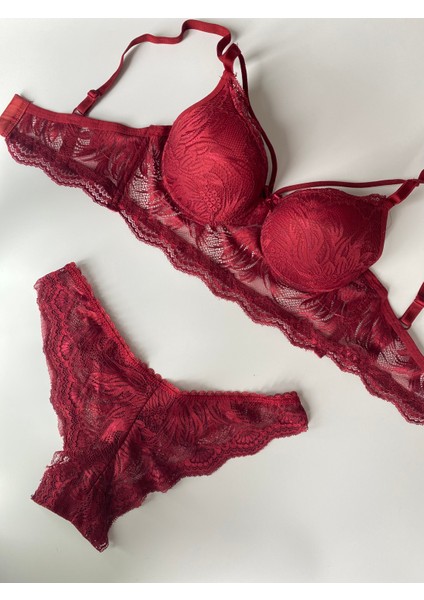 Kadın Tek Ipli Destekli Dantel Detaylı Sütyen Külot Bralet Set Iç Çamaşır Takımı