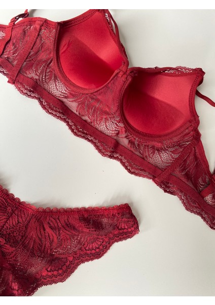 Kadın Tek Ipli Destekli Dantel Detaylı Sütyen Külot Bralet Set Iç Çamaşır Takımı fırsatları