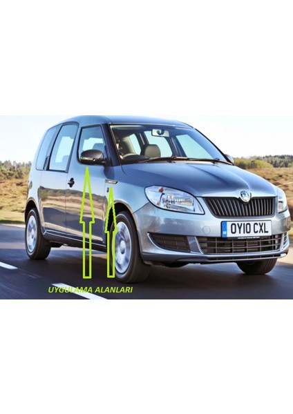 Skoda Vrs Roomster Yan Aynalar ve Çamurluk Yanı Damla Desen Bıçak Logo Arma Seti