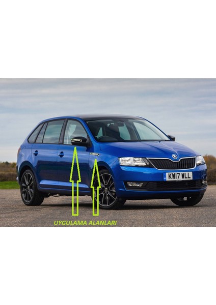 Skoda Vrs Rapid Yan Aynalar ve Çamurluk Yanı Damla Desen Bıçak Logo Arma Seti indirimleri