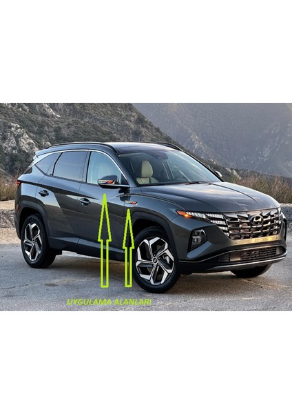Hyundai N Line Tucson Yan Aynalar ve Çamurluk Yanı Damla Desen Bıçak Logo Arma Seti