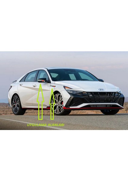 Hyundai N Line Elantra Yan Aynalar ve Çamurluk Yanı Damla Desen Bıçak Logo Arma Seti indirimleri