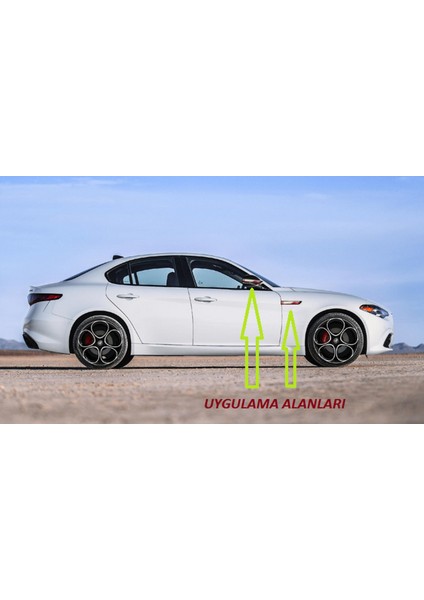 Alfa Romeo Giulia Yan Aynalar ve Çamurluk Yanı Damla Desen Bıçak Logo Arma Seti indirimleri
