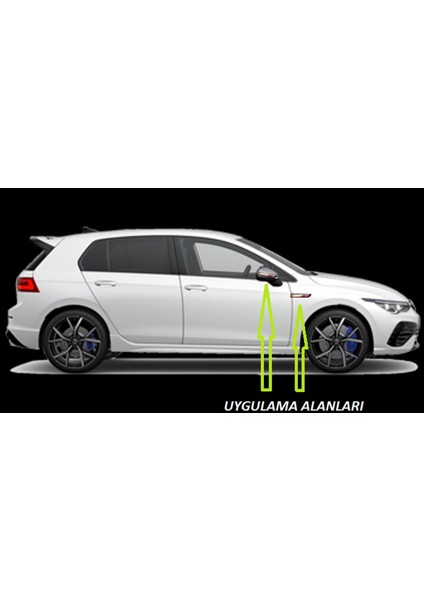 Volkswagen Golf R32 Yan Aynalar ve Çamurluk Yanı Damla Desen Bıçak Logo Arma Seti indirimleri