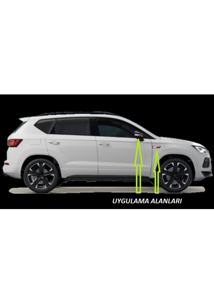 Seat Fr Altea Ateca Yan Aynalar ve Çamurluk Yanı Damla Desen Bıçak Logo Arma Seti