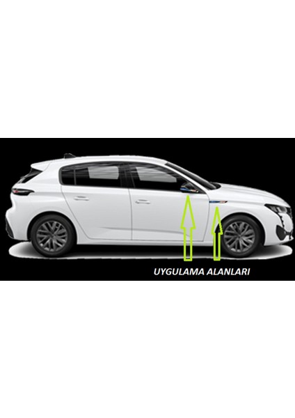 Peugeot 307 308 Yan Aynalar ve Çamurluk Yanı Damla Desen Bıçak Logo Arma Seti