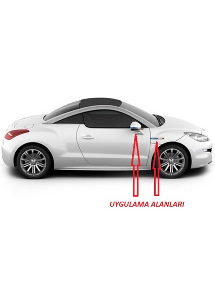 DK Tuning Peugeot Rcz Yan Aynalar ve Çamurluk Yanı Damla Desen Bıçak Logo Arma Seti