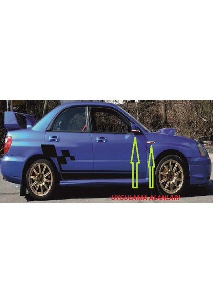 Subaru Impreza Yan Aynalar ve Çamurluk Yanı Damla Desen Bıçak Logo Arma Seti