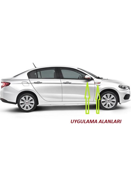 Fiat Egea Yan Aynalar ve Çamurluk Yanı Damla Desen Bıçak Logo Arma Seti