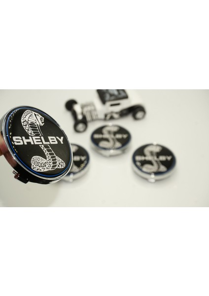 Mustang Shelby Kobra Logo Jant Göbeği Kapak Seti 60MM