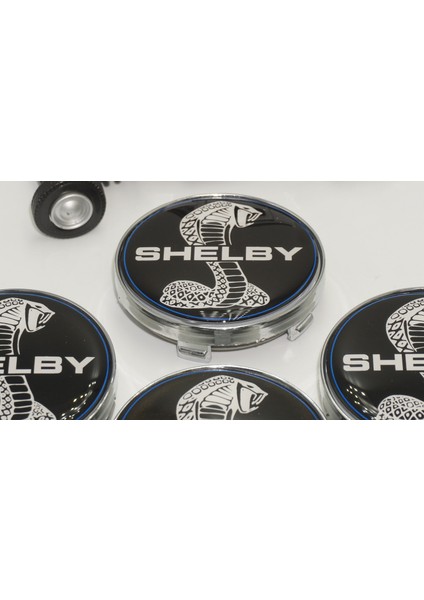 Mustang Shelby Kobra Logo Jant Göbeği Kapak Seti 60MM