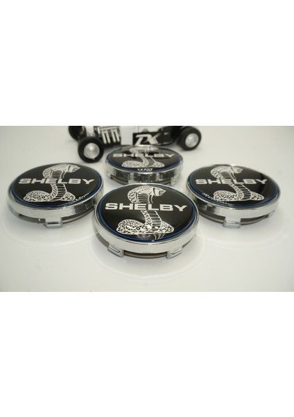Mustang Shelby Kobra Logo Jant Göbeği Kapak Seti 60MM