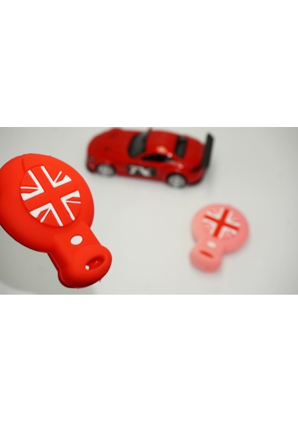 Mini Cooper Clubman Countryman R56 Silikon Anahtar Kırmızı Pembe Kılıf Seti