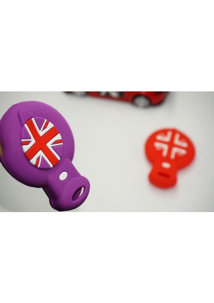 Mini Cooper Clubman Countryman R56 Silikon Anahtar Kırmızı Mor Kılıf Seti