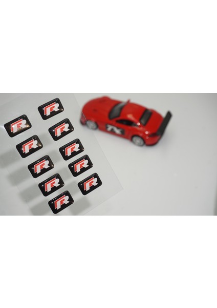 Volkswagen R Line Logo 3D Cam Açma Torpido Konsol Ayna Çıkartma Seti