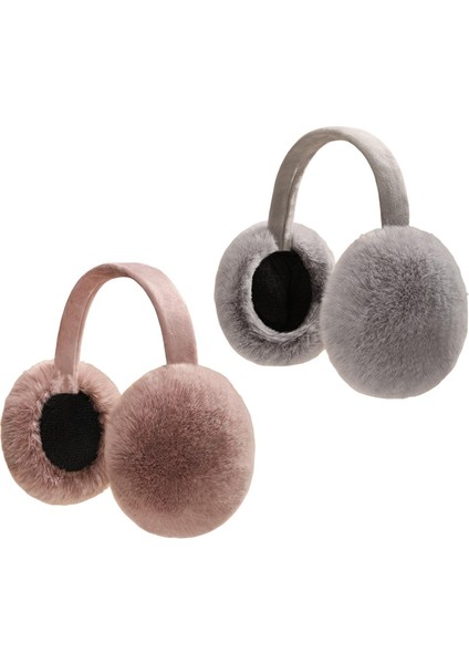 2 Adet Peluş Kulak Isıtıcı Katlanır Rahat Termal Kulak Muffs Açık Kulaklıklar Gri Renk Koyu Pembe (Yurt Dışından)