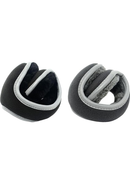 2pieces Kış Kulak Muffs Yumuşak Polar Kulaklık Kulak Örtü Bisiklet Kulak Isıtıcılar Siyah ve Gri (Yurt Dışından)
