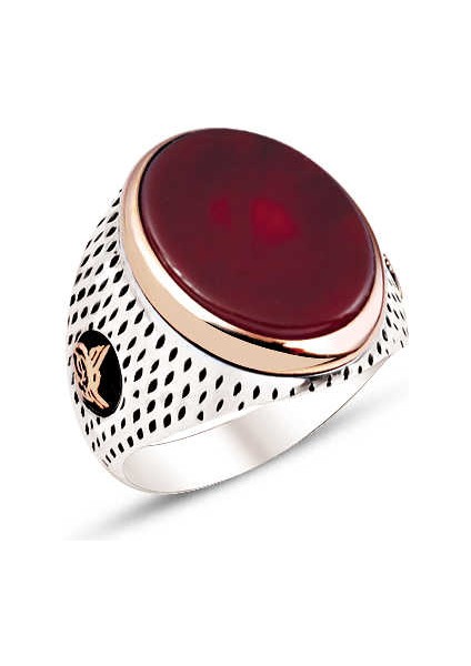 Gümüş Akik Taşlı Nokta Kasalı Yüzük