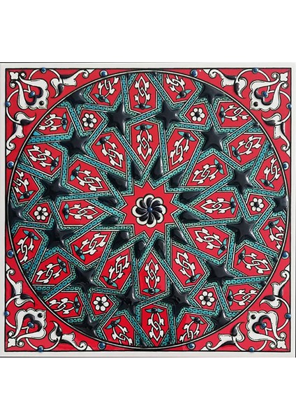 Çini Ed 320 Iznik Desen Geometrik Kütahya Çini Karo 20 x 20 cm