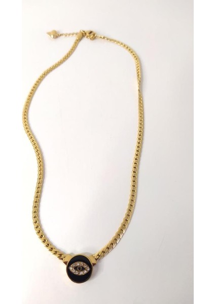 Kolye Göz Sembollü İtalyan Yassı Sembollü Taşlı Çelik 316 L Paslanmaz Çelik Kolye modelleri