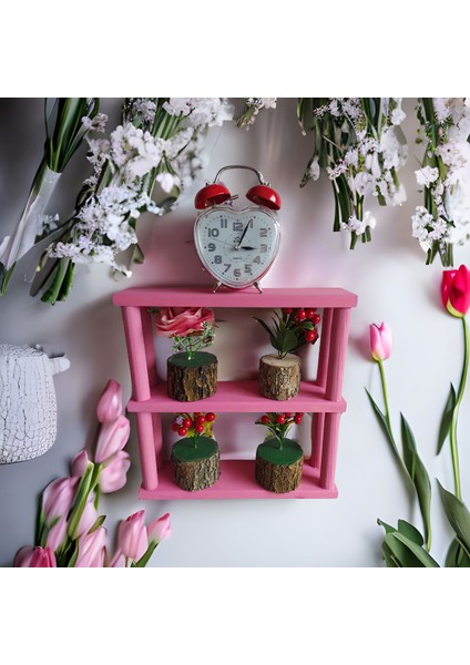 Ahşap Pembe Çam Ağacı Çiçeklik Saksılık Raf 34*34 cm Çiçeksiz M9 fiyatları
