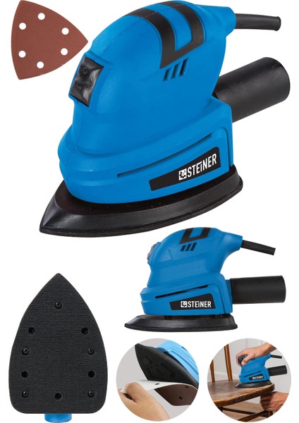 Alman Professional 1200 Watt Elektrikli Titreşimli Üçgen Zımpara Makinesi Kenar Köşe Avuç Zımpara