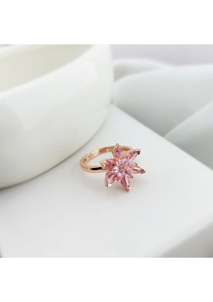 925 Ayar Gümüş Pembe Lotus Yüzük