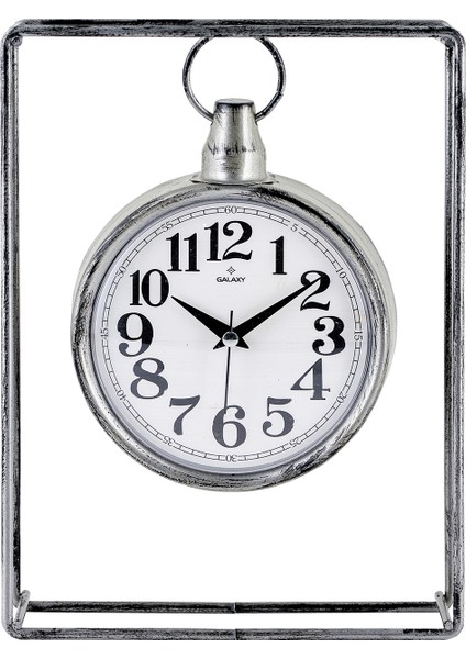 Muyika Supera Dekoratif Metal Masa Saati Sessiz Mekanizmalı Gri Eskitme -Mms modelleri